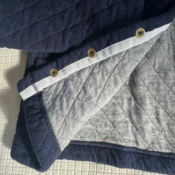Petit Bateau Navy Diamond Quilted Cotton Blend Girls Jacket Snap Buttons 12Y - Picture 3 of 10